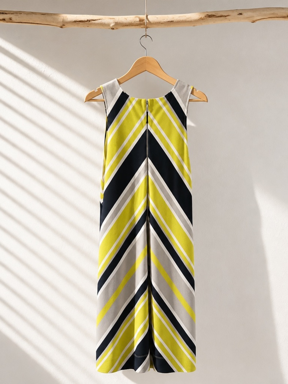 Banana Republic Milly Collection Chevron Striped Knit Chartreuse, Black, White - Picture 4 of 5